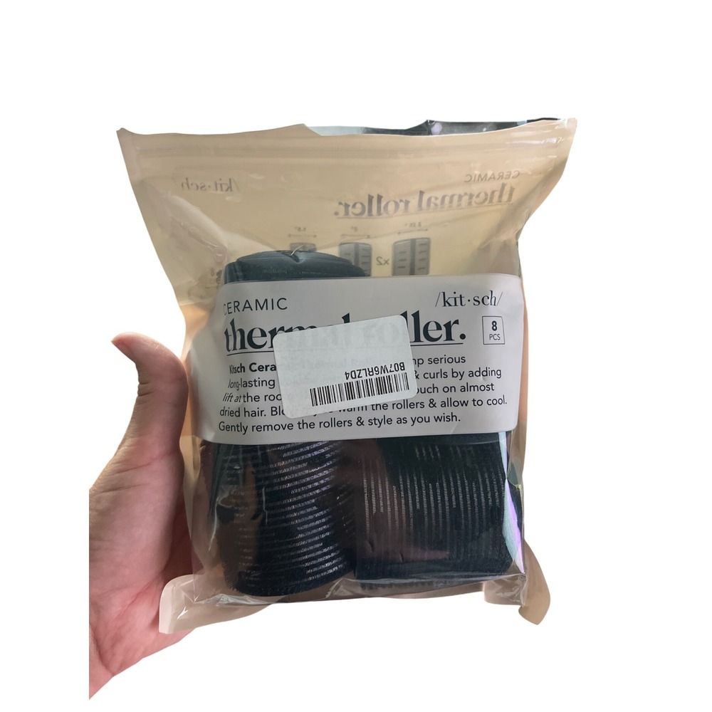 Kitsch Ceramic Thermal Hair Roller Set 8 Piece Self Gripping Black B07W6RLZD4